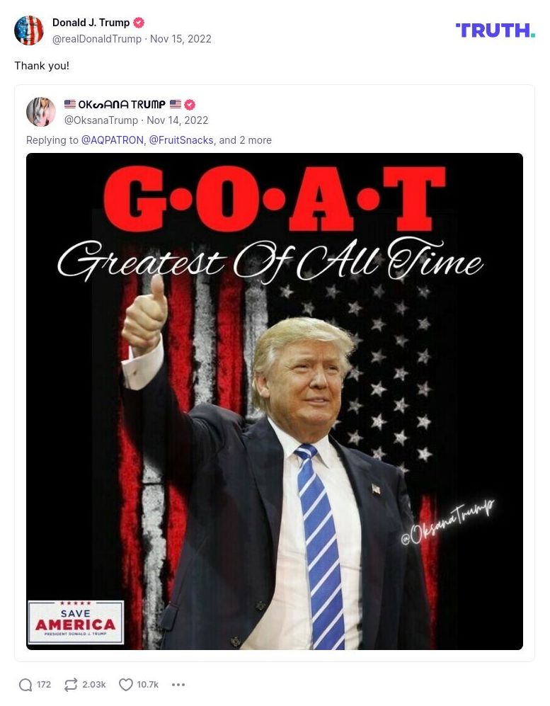 Post image from Donald Trump