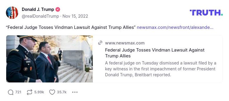 Post image from Donald Trump