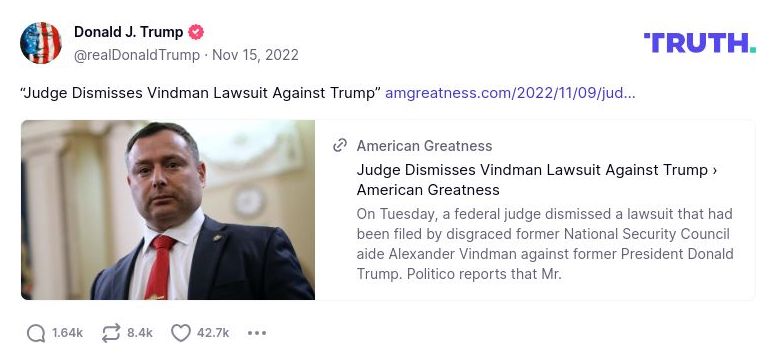 Post image from Donald Trump