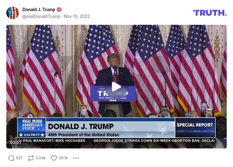 Post image from Donald Trump