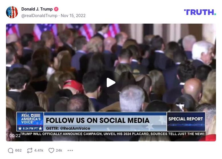 Post image from Donald Trump