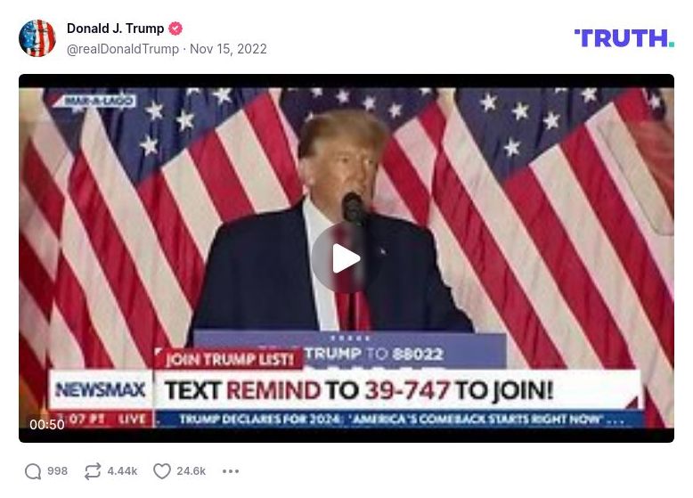 Post image from Donald Trump