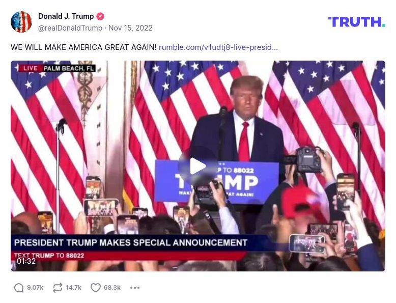 Post image from Donald Trump