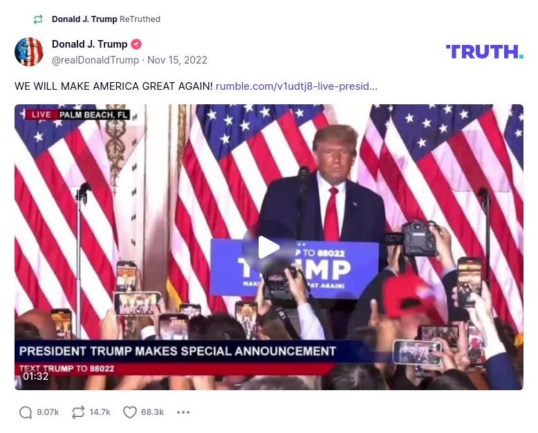 Post image from Donald Trump