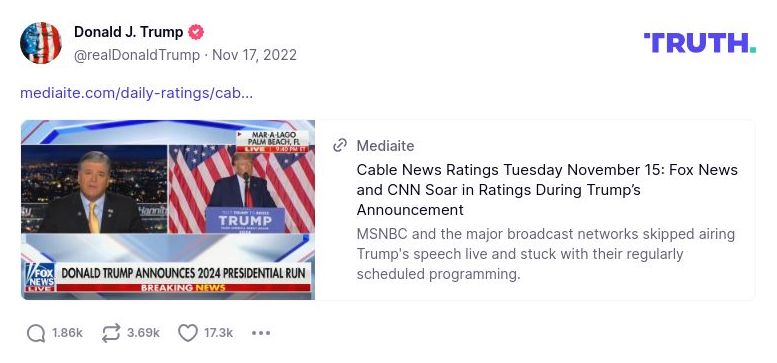 Post preview from Donald Trump