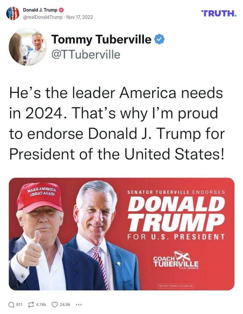 Post image from Donald Trump