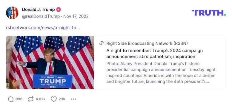 Post image from Donald Trump