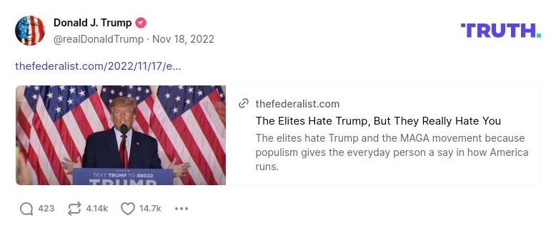 Post image from Donald Trump