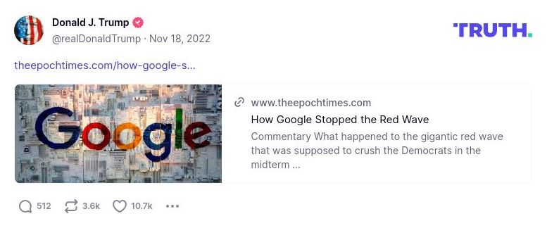 Post image from Donald Trump