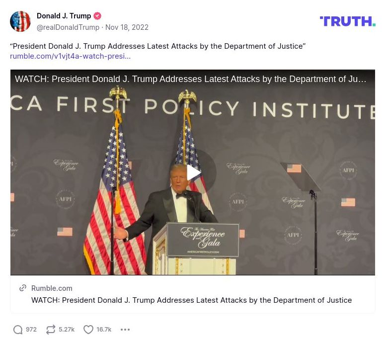 Post image from Donald Trump