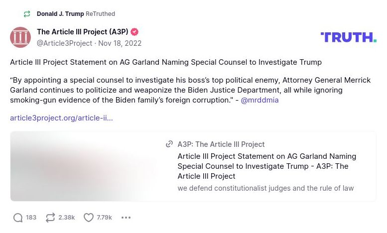 Post image from Donald Trump