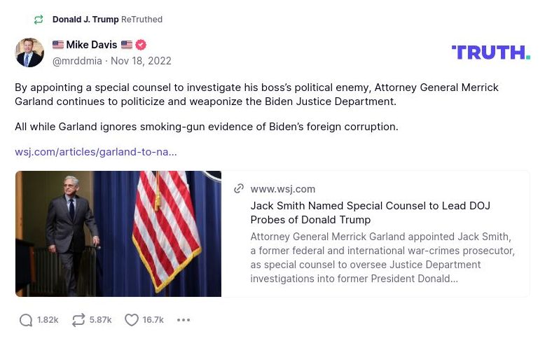 Post image from Donald Trump