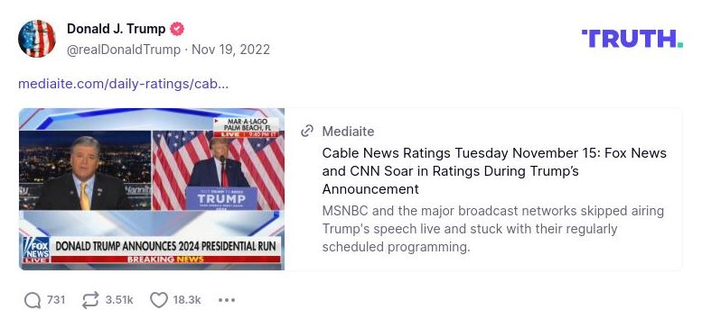 Post preview from Donald Trump