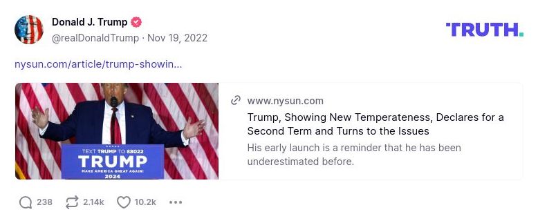 Post image from Donald Trump