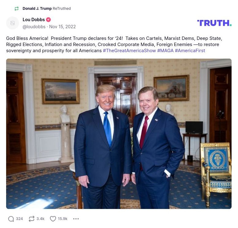 Post preview from Donald Trump