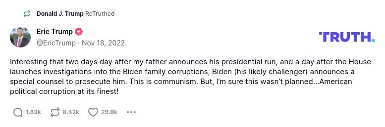 Post image from Donald Trump