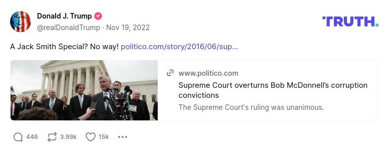 Post image from Donald Trump