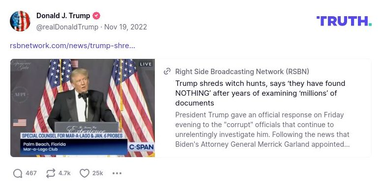 Post image from Donald Trump