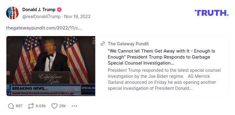 Post image from Donald Trump