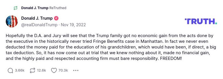 Post image from Donald Trump