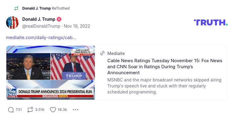 Post preview from Donald Trump