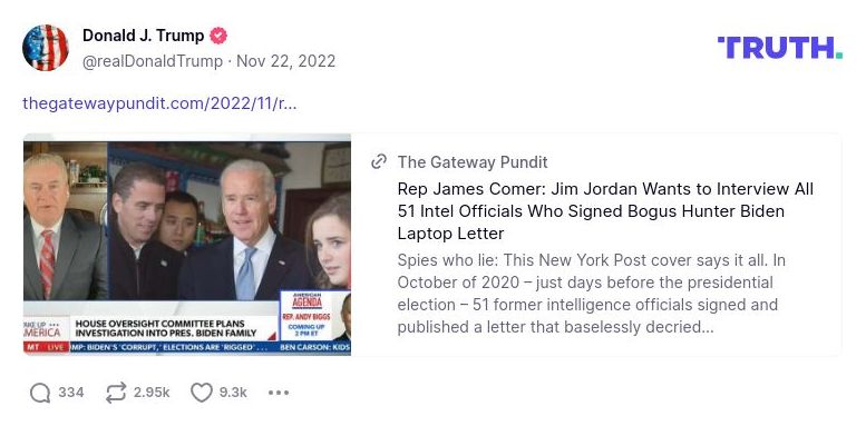 Post image from Donald Trump