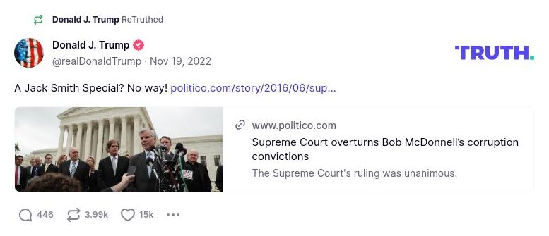 Post image from Donald Trump