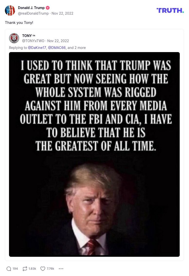 Post image from Donald Trump