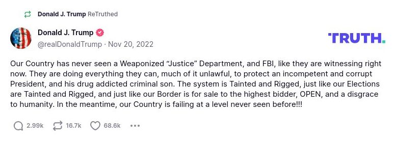 Post image from Donald Trump