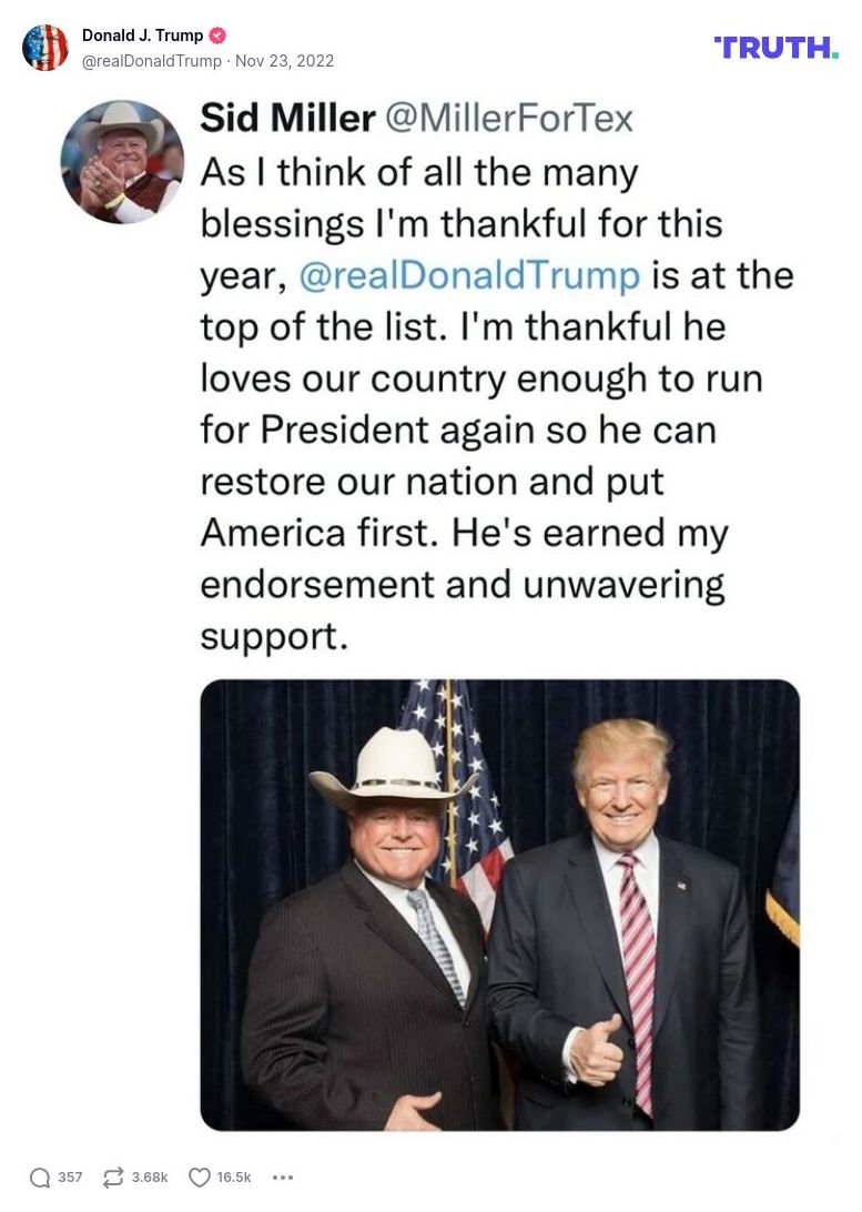 Post image from Donald Trump