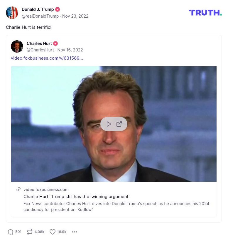 Post image from Donald Trump