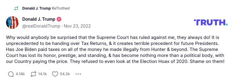 Post image from Donald Trump