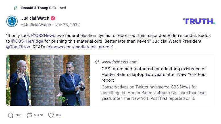 Post image from Donald Trump