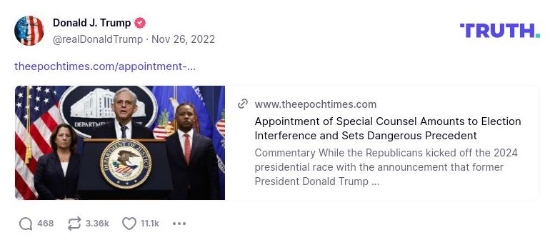 Post image from Donald Trump