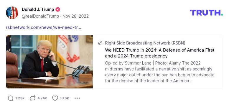 Post image from Donald Trump