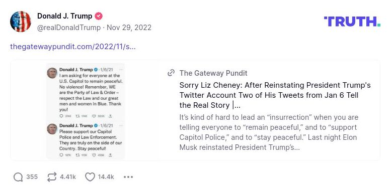 Post image from Donald Trump