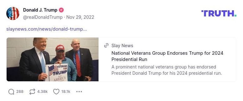 Post image from Donald Trump