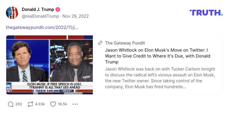 Post image from Donald Trump