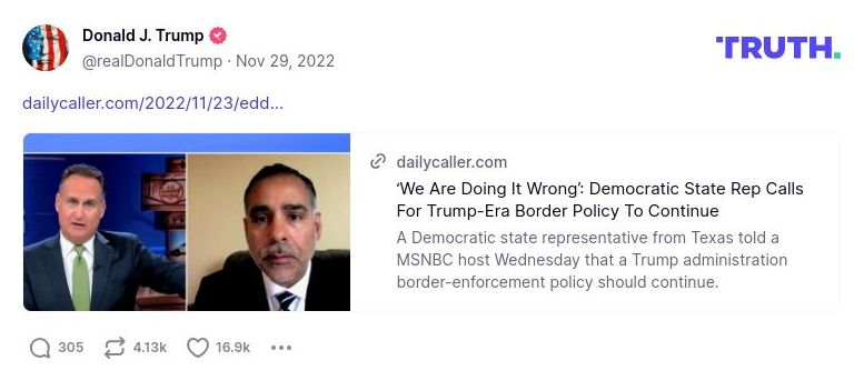 Post image from Donald Trump