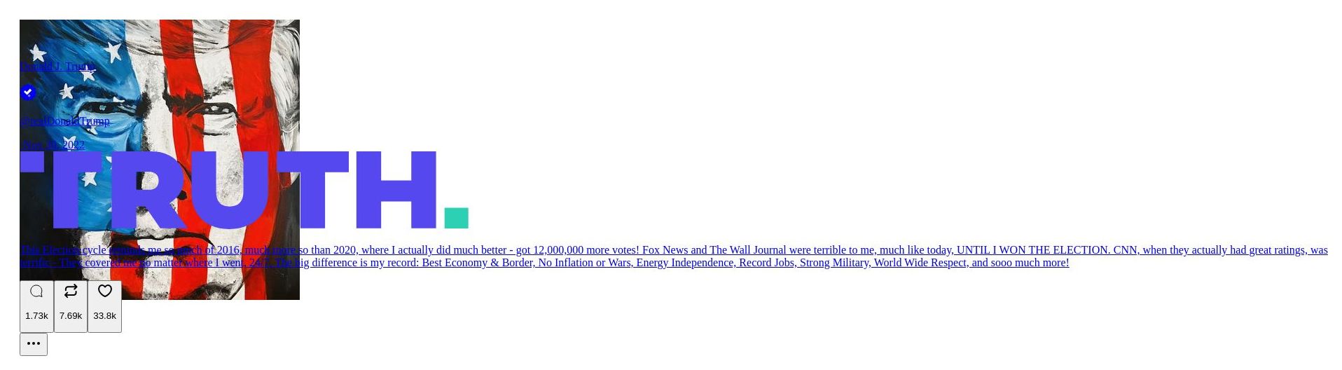 Post preview from Donald Trump