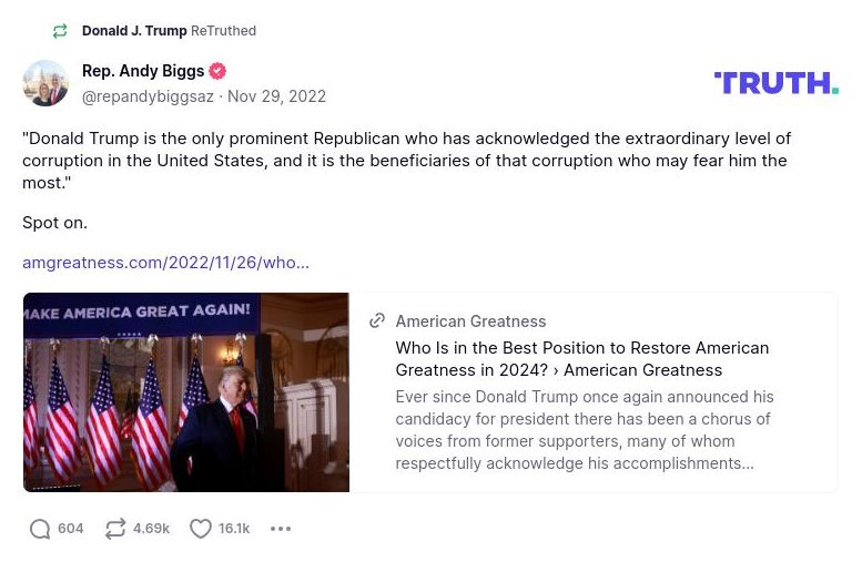 Post image from Donald Trump