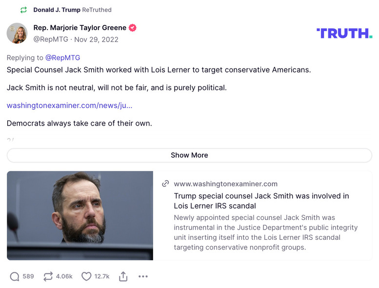 Post image from Donald Trump