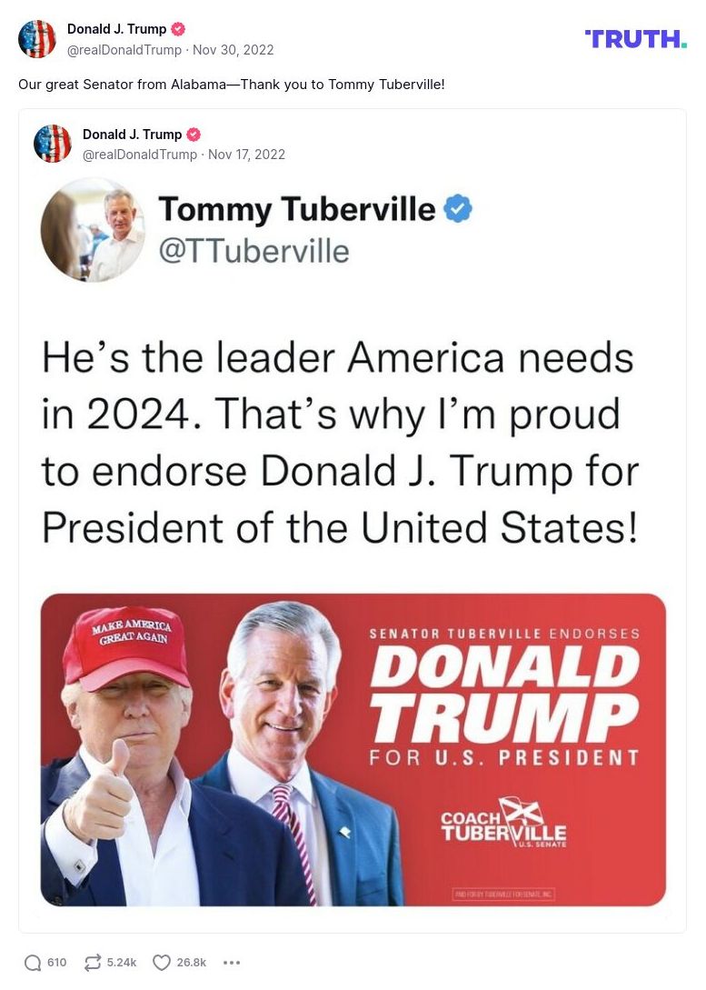 Post image from Donald Trump