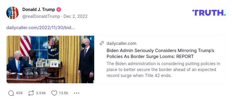 Post preview from Donald Trump