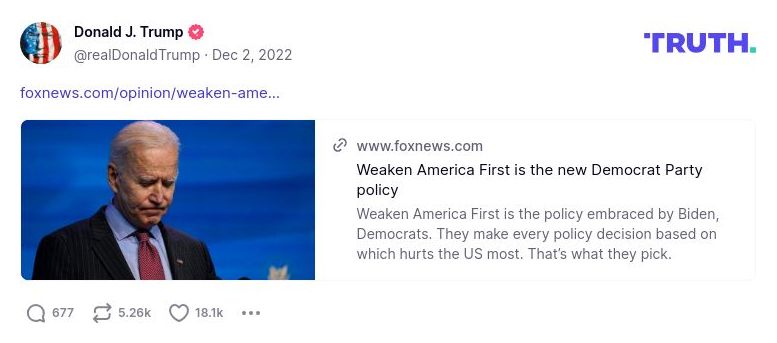 Post image from Donald Trump