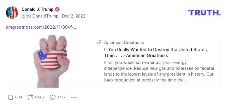 Post image from Donald Trump