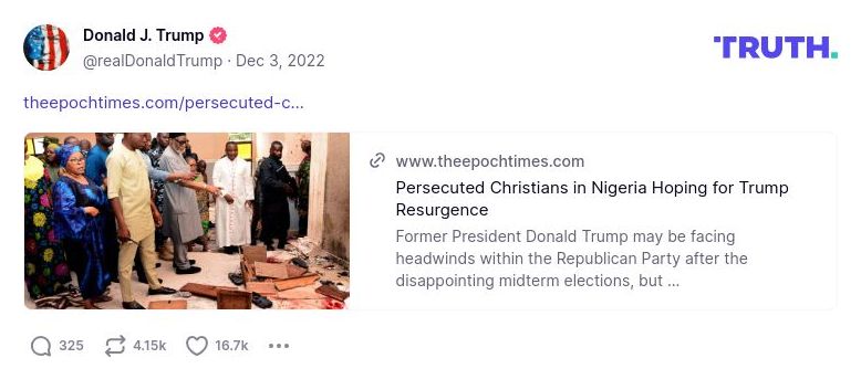 Post image from Donald Trump