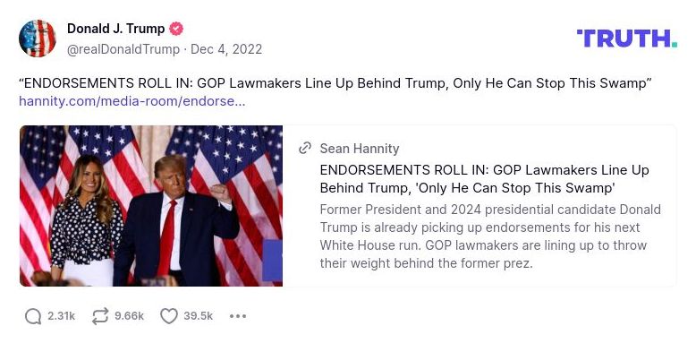 Post image from Donald Trump