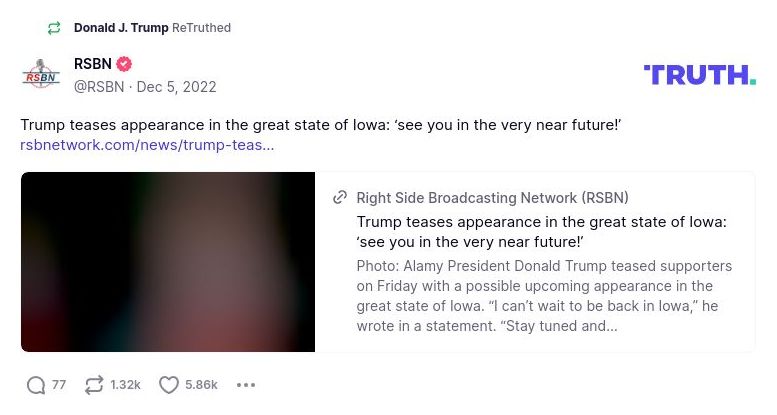 Post image from Donald Trump