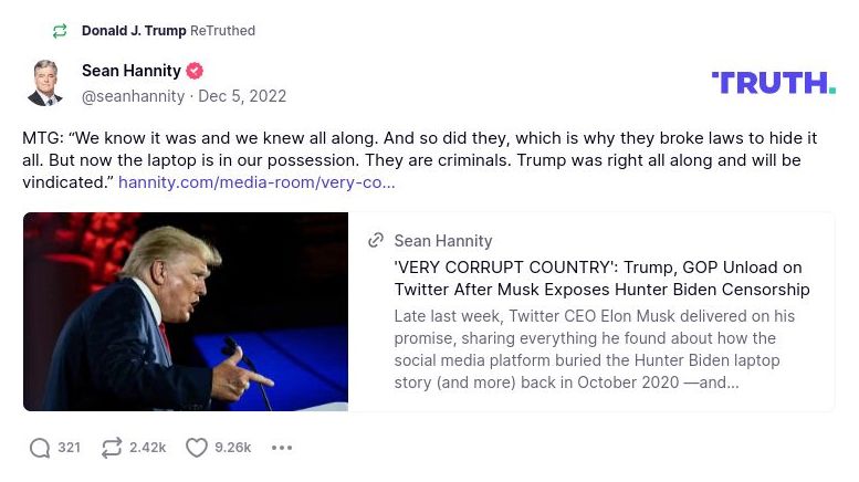 Post preview from Donald Trump